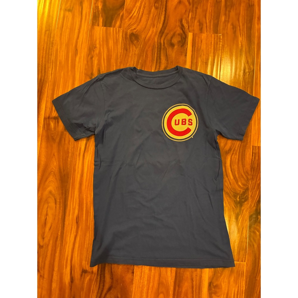 Majestic Chicago Cubs Ron Santo 10 MLB Blue Graphic T-Shirt Mens Medium
